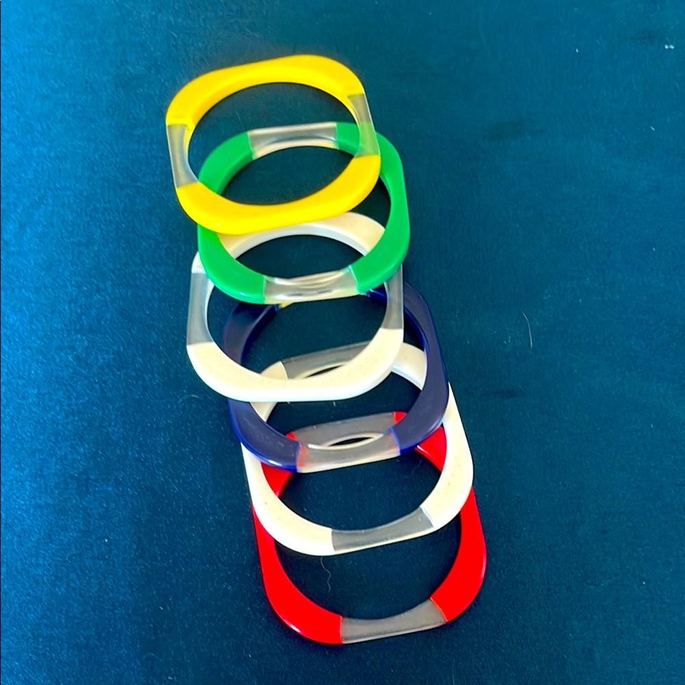 Colorful Vintage Lucite Square Bangle Set